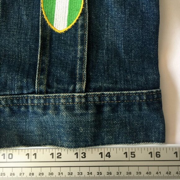 VINTAGE 70s LEE DENIM TRUCKER JACKET MENS M TRAVEL PATCHES UNION MADE USA 39x23 - Picture 14 of 15